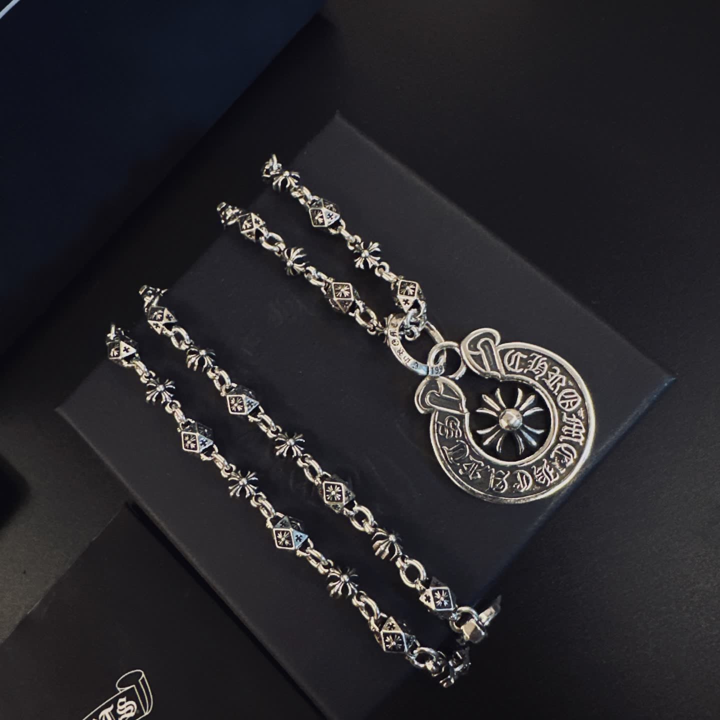 Chrome Hearts Silver Celtic Knot Design Pendant Necklace